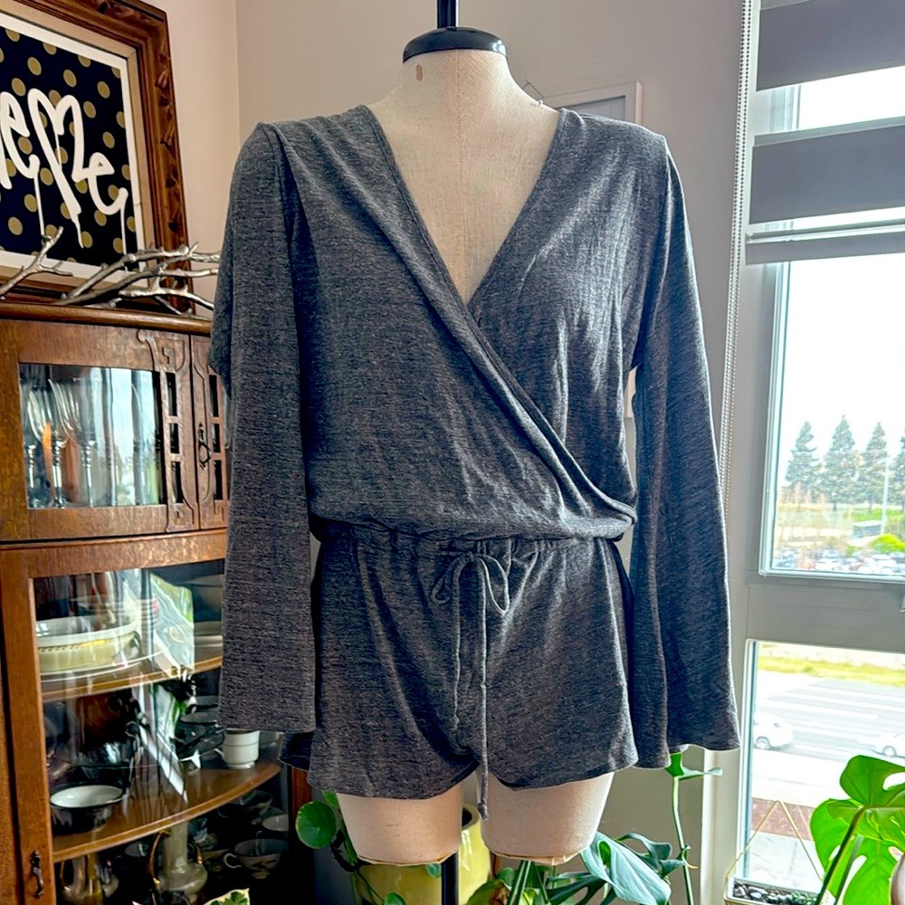 Gray Long Sleeve Jumper/ Swimsuit coverup